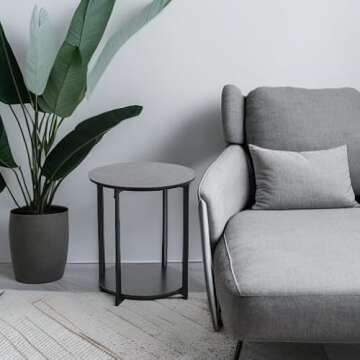 Stylish Household Essentials Black Oak Round End Table