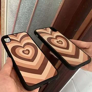 MOKENS Cute Brown Heart Phone Case for iPhone 11