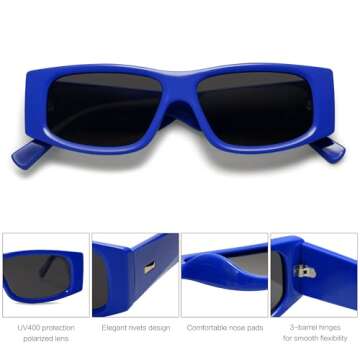 Stylish SOJOS Y2K Rectangle Polarized Sunglasses