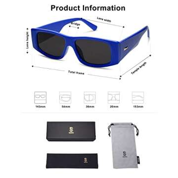 Stylish SOJOS Y2K Rectangle Polarized Sunglasses