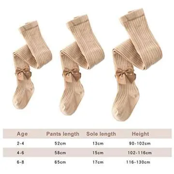 ACTLATI 2-8T Girls Tights Toddler Knit Cotton Leggings 3 Pairs of Baby Girl Stockings Girls Winter Pantyhose Pants