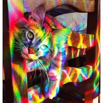 Rainbow Symphony – Rainbow Suncatcher Window Film, Diffraction Window Film, Stained Glass Window Cling, Holographic Prismatic Film, Crystal Pattern, 24" X 36", Made in USA