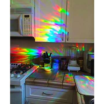 Rainbow Symphony – Rainbow Suncatcher Window Film, Diffraction Window Film, Stained Glass Window Cling, Holographic Prismatic Film, Crystal Pattern, 24" X 36", Made in USA