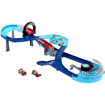 Mattel Disney and Pixar Cars Playset with 2 Toy Cars, Lightning McQueen & Francesco Bernoulli, GRC J...