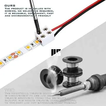 25 Pack erless Led Tape Light Connectors Tighten Screw Terminal Blocks 2 Pin 8mm Connector with Screwdriver Wire to Strip Connector for 5v 12v 24v Monochrome LED Low Voltage Strip Decorative, 2P8MM