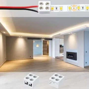 25 Pack erless Led Tape Light Connectors Tighten Screw Terminal Blocks 2 Pin 8mm Connector with Screwdriver Wire to Strip Connector for 5v 12v 24v Monochrome LED Low Voltage Strip Decorative, 2P8MM