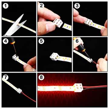 25 Pack erless Led Tape Light Connectors Tighten Screw Terminal Blocks 2 Pin 8mm Connector with Screwdriver Wire to Strip Connector for 5v 12v 24v Monochrome LED Low Voltage Strip Decorative, 2P8MM