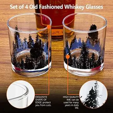 TOOWELL Set of 2 Whiskey Glasses - 11oz Bourbon Tumblers