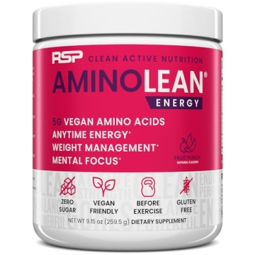 RSP AminoLean Pre Workout - Vegan BCAA, Natural Caffeine & Weight Management