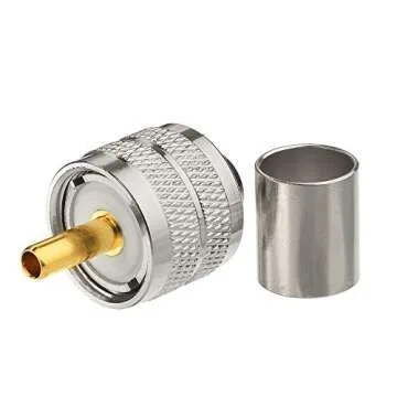 wlaniot PL259 Crimp Connector PL-259 Plug Male Connector pl259 pl-259 UHF Male Solder Connector for LMR-400 RG-213 CB Ham Radio Antenna 2pcs
