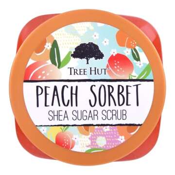 Tree Hut Peach Sorbet Shea Sugar Scrub | Exfoliating Body Scrub Removes Dead, Dry Skin for a Soft & ...