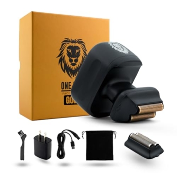 Skull Shaver One Lion Gold PRO Face Shaver for Men - Electric Shaver with Stepped Twin Foil, Ideal H...