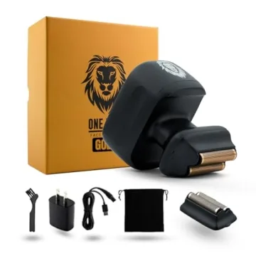 Skull Shaver One Lion Gold PRO Face Shaver for Men - Electric Shaver with Stepped Twin Foil, Ideal H...