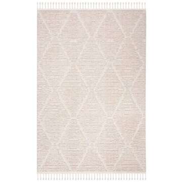 SAFAVIEH Marrakech Collection Area Rug - 8' x 10', Beige, Moroccan Boho Tribal Tassel Design, Non-Sh...