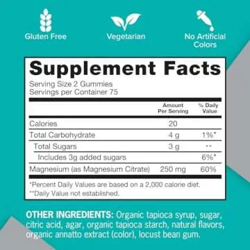 Qunol Magnesium Citrate Gummies - Extra Strength 250mg for Heart and Bone Health