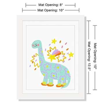 ONE WALL Kids Artwork Picture Frame Display 8.5x11 with Mat or 9.9x12.7 Without Mat, White Wood Fram...