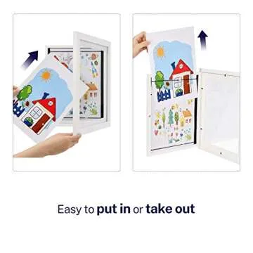 ONE WALL Kids Artwork Picture Frame Display 8.5x11 with Mat or 9.9x12.7 Without Mat, White Wood Frame with Tempered Glass Front Opening for Kids Drawings, Artworks, Art Projects, Schoolwork, 2-Pack