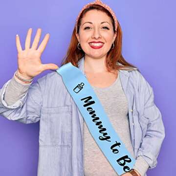 Baby Shower Sash for Boy - 'Mommy to Be' Sash With Beautiful Blue Ribbon and Black Foil Text - Ideal Gender Reveal, Baby Shower, Welcome Baby, Mom to Be or Baby Sprinkle Gift, mommy to be sash, mom to