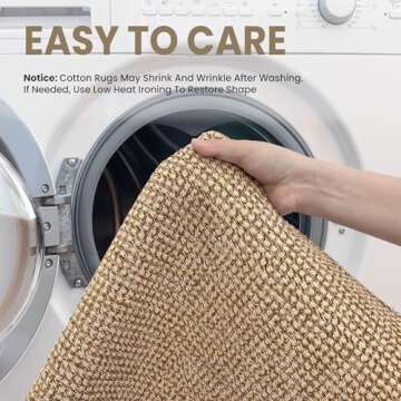 EARTHALL Woven Runner Rug 2x6 Ft Washable Runners for Hallways Cotton Non Slip Rubber Backed Kitchen Runner Braided Indoor Floor Carpet for Entryway, Hallway, Kitchen, Bedroom, Orange/Tan/Brown