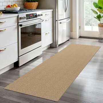 EARTHALL Woven Runner Rug 2x6 Ft Washable Runners for Hallways Cotton Non Slip Rubber Backed Kitchen Runner Braided Indoor Floor Carpet for Entryway, Hallway, Kitchen, Bedroom, Orange/Tan/Brown