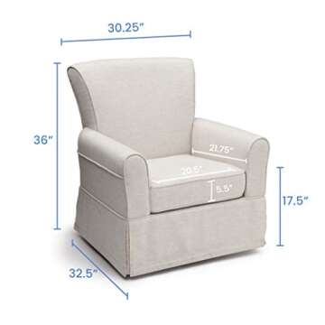 Delta Children Upholstered Glider Swivel Rocker Chair, Sand