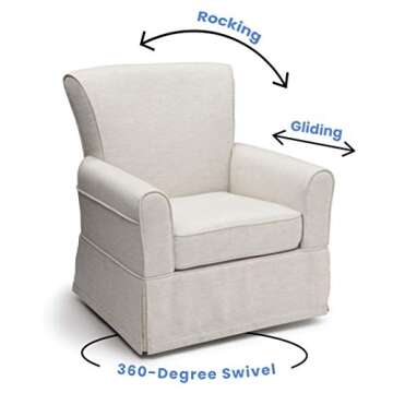 Delta Children Upholstered Glider Swivel Rocker Chair, Sand