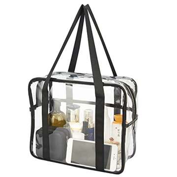 HAOGUAGUA Extra Large Clear Cosmetic Makeup Bag, Transparent PVC Tote Shoulder Bag Stadium Approved,...