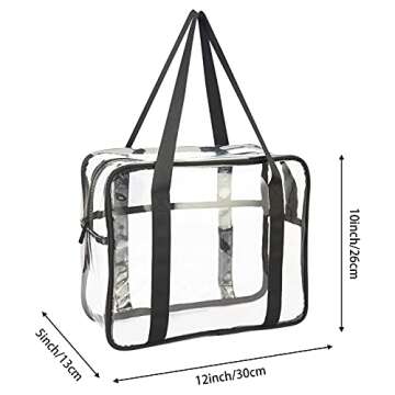 HAOGUAGUA Extra Large Clear Cosmetic Makeup Bag, Transparent PVC Tote Shoulder Bag Stadium Approved, Waterproof Clear Toiletry Carry Pouch Makeup Artist Bag Diaper Bag (Black)