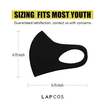 LAPCOS Kids Face Mask Set (5 Pack, Assorted Colors) Washable & Reusable Cute Face Mask for Boys and Girls - Breathable & Lightweight Face Shield for School, Sports, and Outdoors, Flexible Fit