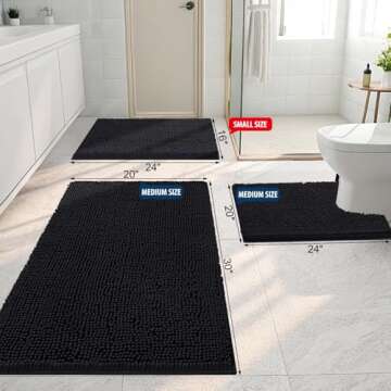 Smiry Luxury Chenille Bathroom Rugs 30x20, Extra Soft and Absorbent Shaggy Bath Mat, Machine Washabl...