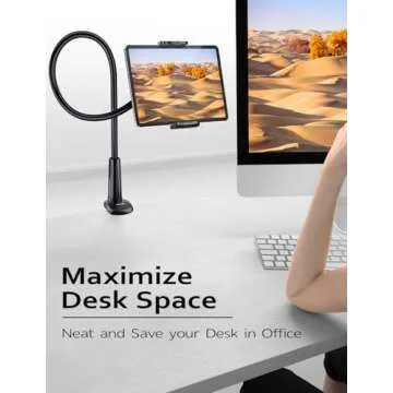 Tryone Gooseneck Tablet Holder Stand for Bed - Adjustable, Flexible Arm, Perfect for iPads and More