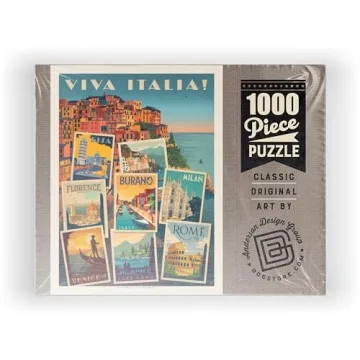 Premium 1000-Piece Jigsaw Puzzle - Vintage Italy Collage