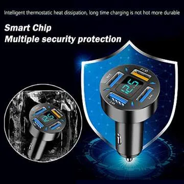 66W Fast USB Car Charger with LED Display for Quick Charge