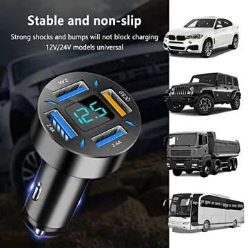 66W Fast USB Car Charger with LED Display for Quick Charge