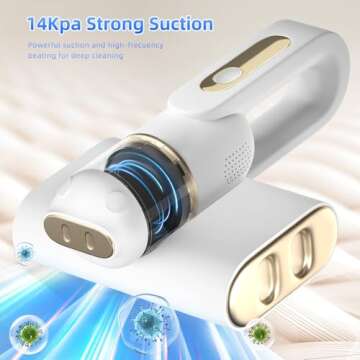 Bed Vacuum Cleaner, Mattress Vacuum Cleaner with UV-C Light 14Kpa HEPA Filter, Handheld Vacuum Cordl...