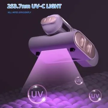 Bed Vacuum Cleaner, Mattress Vacuum Cleaner with UV-C Light 14Kpa HEPA Filter, Handheld Vacuum Cordless Bed Cleaner for Bed Sofa Pillows Cribs Couch Pet Hair, White