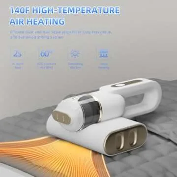 Bed Vacuum Cleaner, Mattress Vacuum Cleaner with UV-C Light 14Kpa HEPA Filter, Handheld Vacuum Cordless Bed Cleaner for Bed Sofa Pillows Cribs Couch Pet Hair, White