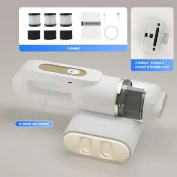 Bed Vacuum Cleaner, Mattress Vacuum Cleaner with UV-C Light 14Kpa HEPA Filter, Handheld Vacuum Cordless Bed Cleaner for Bed Sofa Pillows Cribs Couch Pet Hair, White