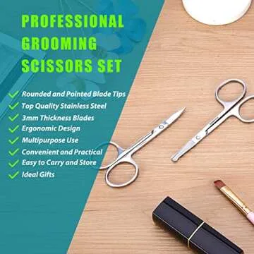 Facial Hair Small Grooming Scissors For Men Women - Eyebrow, Nose Hair, Mustache, Beard, Eyelashes, ...