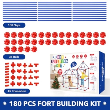 Creative 180Pcs Fort Building Kit for Kids Ages 4-12