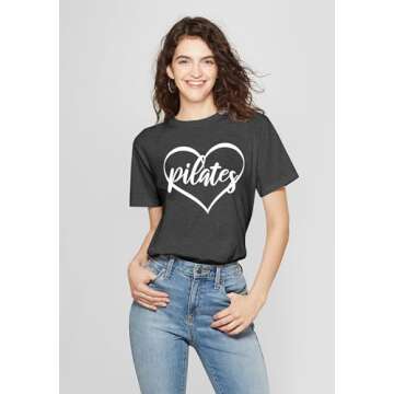 PECHAR Pilates Shirts for Women - Comfortable Workout Tees