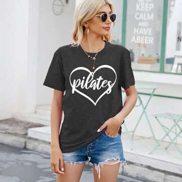 PECHAR Pilates Shirts for Women - Comfortable Workout Tees