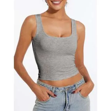 AnotherChill Women's Stylish Ribbed Crop Tank Top