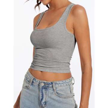 AnotherChill Women's Stylish Ribbed Crop Tank Top
