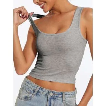 AnotherChill Women's Stylish Ribbed Crop Tank Top