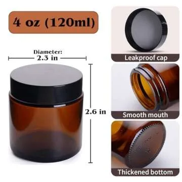 Roemey 4oz Amber Glass Jars | Set of 12 Elegant Containers