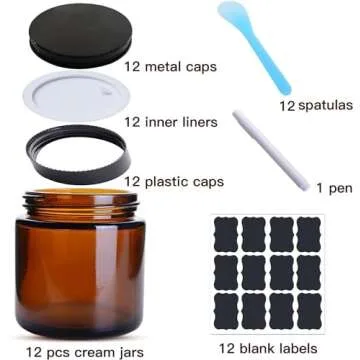 Roemey 4oz Amber Glass Jars | Set of 12 Elegant Containers