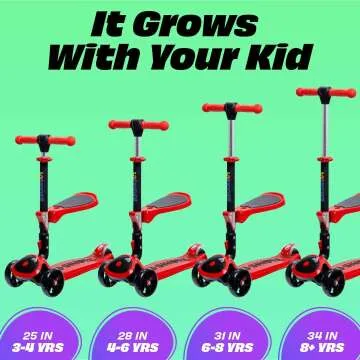 Kick Scooter for Kids, Adjustable & Foldable with Lights