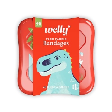 Welly Dino Bandages | Fun Flexible Fabric for Kids | 48 Count Assorted Designs