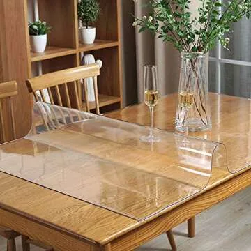 Wadrac Long Clear Table Pad 16x96 Inch Rectangular Transparent Desk Protector Mat Plastic Tablecloth...